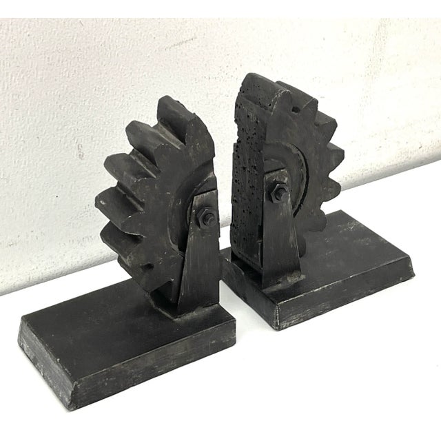 Metal Industrial Modern Iron Bookends - Set of 2 For Sale - Image 7 of 13