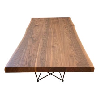 Cattelan Italia Solid Wood Dining Table With Modern Metal Base For Sale