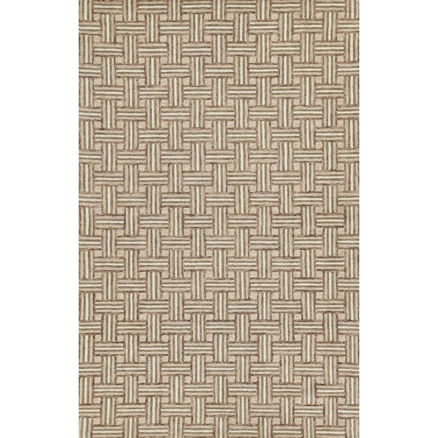 Erin Gates by Momeni Abbot Neutral Basket Pattern Wool Rug 3'6" X 5'6" For Sale