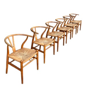 Vintage Wishbone Chairs by Hans Wegner for Carl Hansen, 1960s, Set of 6 For Sale