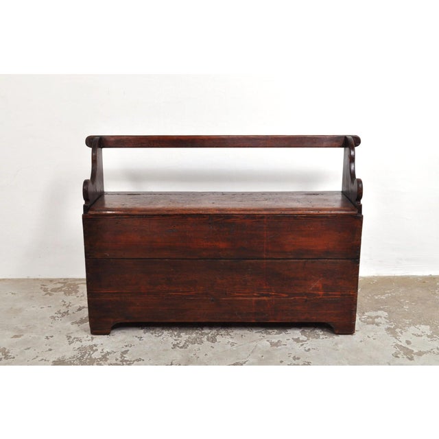 Wood Antique Storage Bench, 1830s For Sale - Image 7 of 12