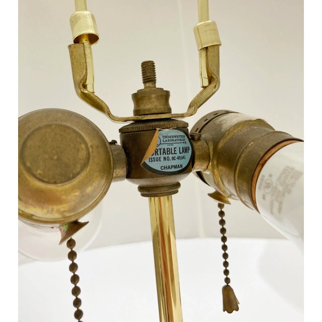 Brass Vintage Chapman Three Pillar Brass and Lucite Table Lamp For Sale - Image 8 of 8