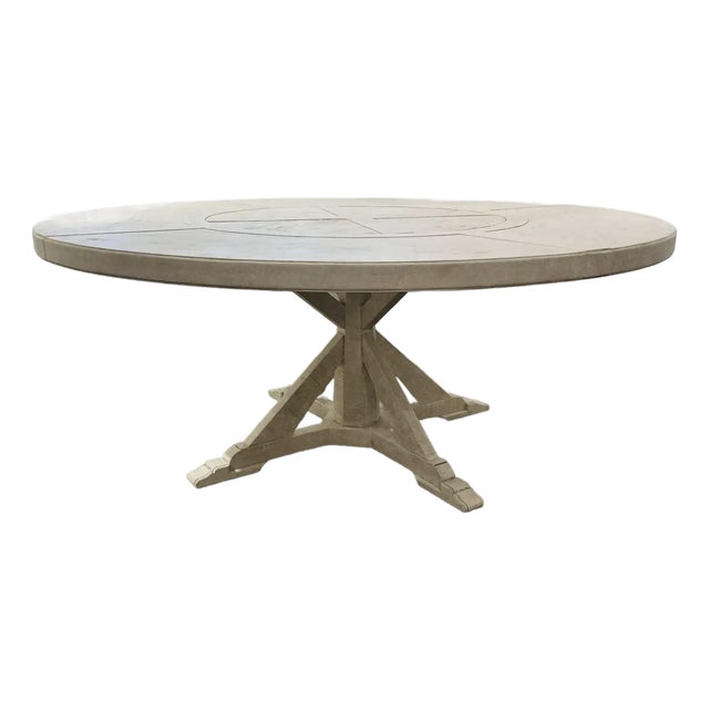 Jonathan Charles Organic Modern White Washed Lazy Susan Dining Table For Sale