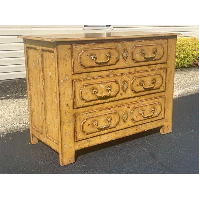 French Provincial 1980s Minton Spidell Style Painted Commode Dresser by Century For Sale - Image 3 of 12