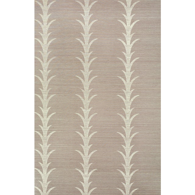 Contemporary Sample - Schumacher X Celerie Kemble Acanthus Stripe Wallpaper in Haze For Sale - Image 3 of 3