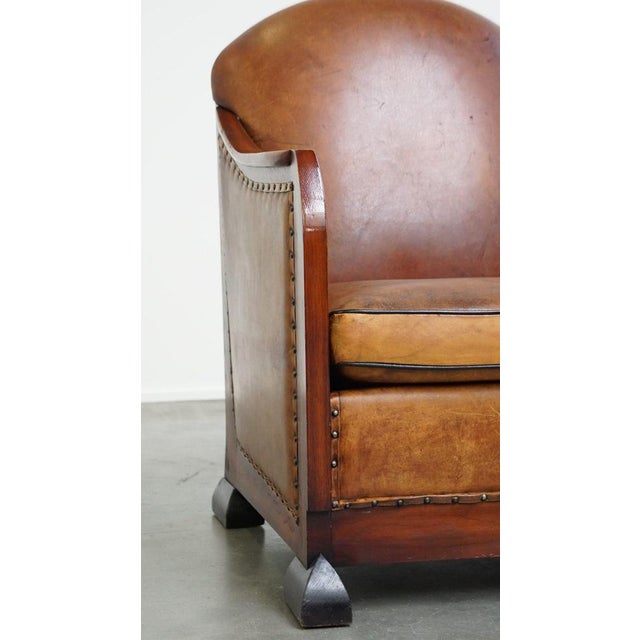 Art Deco Brown Leather Armchair For Sale - Image 9 of 14