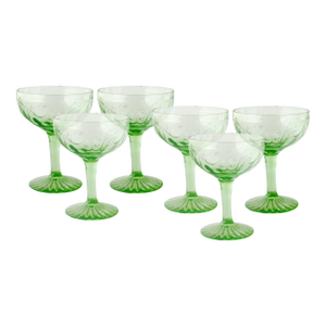 Anchor Hocking Cameo Green Sherbet / Champagne Glasses, S/6