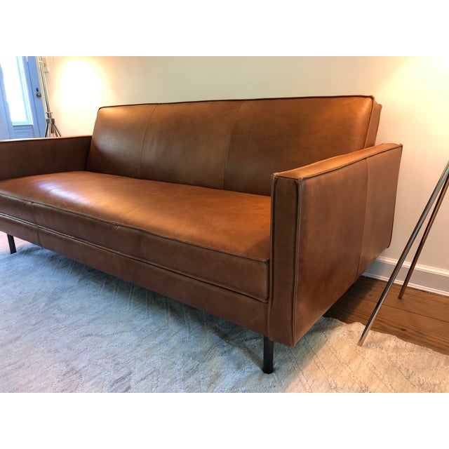 Modern West Elm Axel Full Leather Futon Chairish