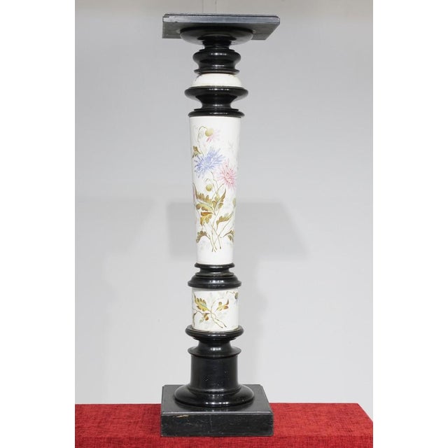 Victorian Ebony Pedestal Stand Porcelain Column For Sale - Image 3 of 5