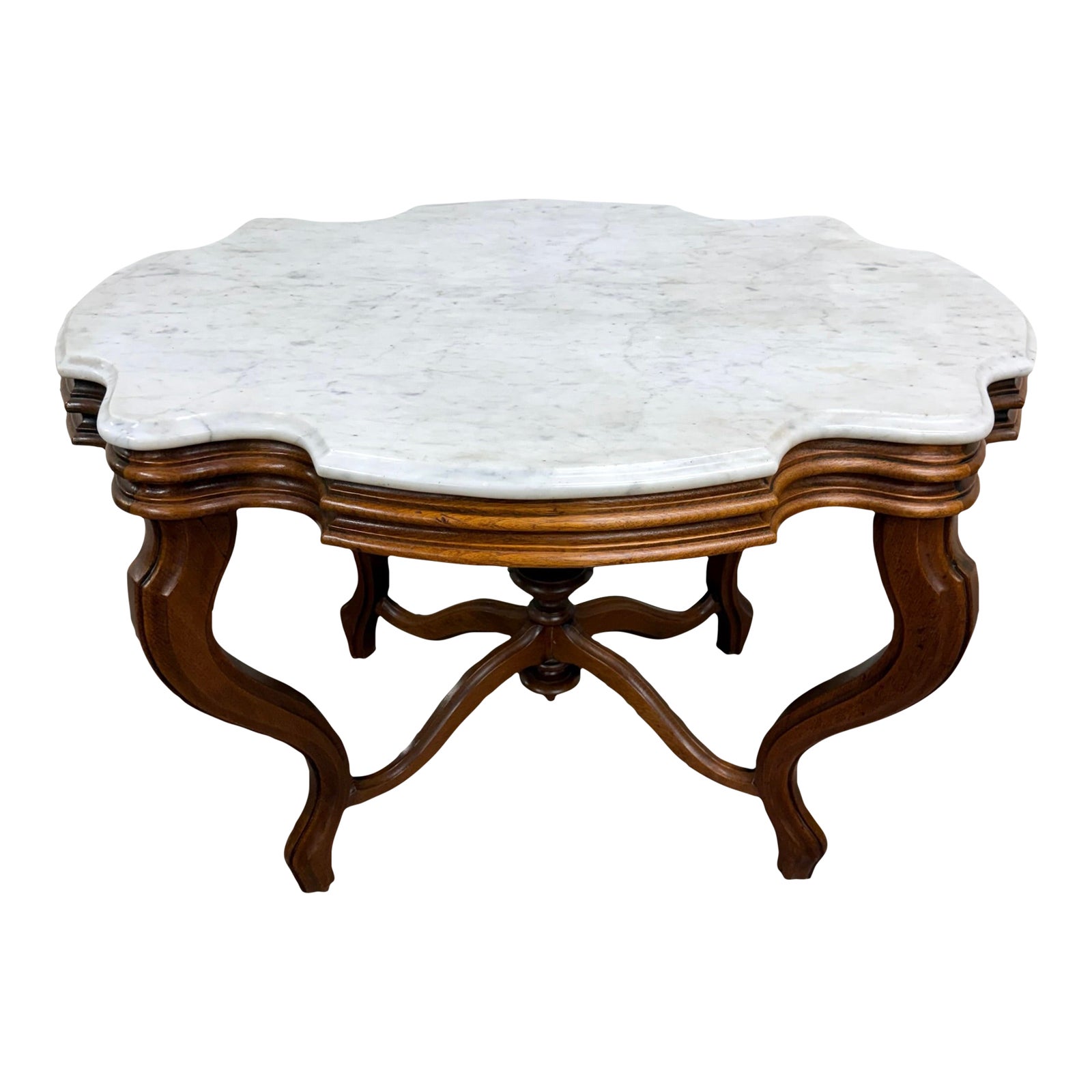 Antique White Marble Turtle Top Victorian Eastlake Parlor Table Center ...
