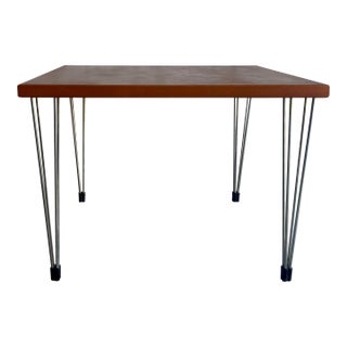1970s Dutch Side Table With Beech Wood Top and Aluminum Legs - Attributed to Fritz Hansen For Sale