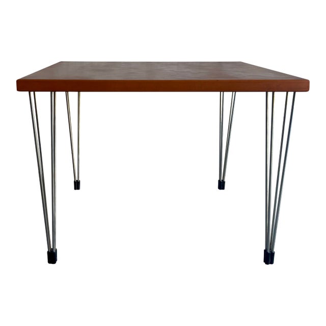 1970s Dutch Side Table With Beech Wood Top and Aluminum Legs - Attributed to Fritz Hansen For Sale