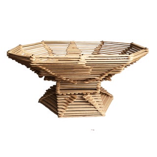 1980s Folk Art Popsicle Stick Basket/Catchall For Sale