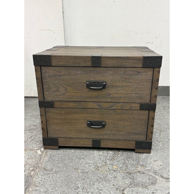 Rustic Restoration Hardware Heirloom Silver-Chest Closed Nightstand For Sale - Image 3 of 12