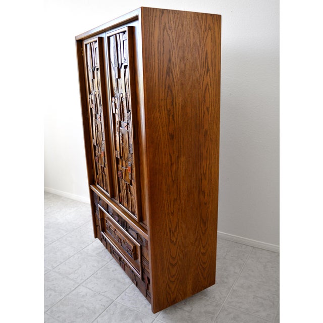 Mid Century Brutalist Style Lane Pueblo Armoire For Sale - Image 9 of 13