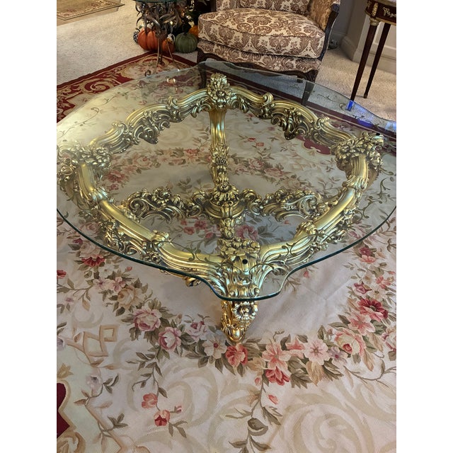 Glass 1990s Italian Silik Brand Coffee Table Italy Rococo Baroque French Made in Italy For Sale - Image 7 of 14