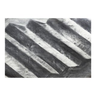Abstract Charcoal Stairs Drawing For Sale