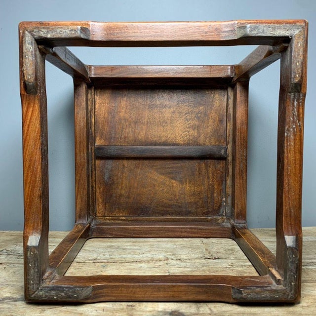 Vintage Chinese Huali Rosewood Plant Stand | Mother-of-Pearl Inlaid Treasure Basin Motif For Sale - Image 9 of 9