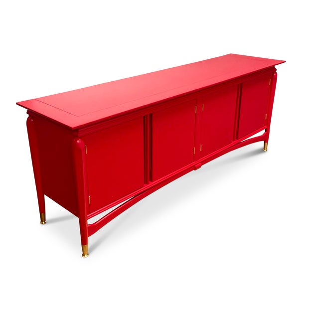 Vintage Sideboard Reimagined in a Rich Scarlett For Sale - Image 4 of 8