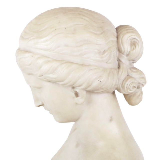 19th Century Italian Carved Marble Bust of a Young Woman For Sale - Image 5 of 16