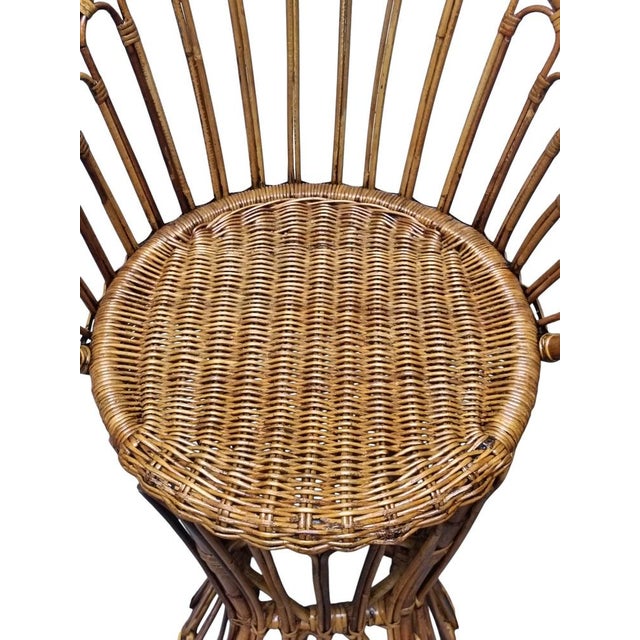 Tito Agnoli Hourglass-Shaped Woven Wicker Stools in the style of Tito Agnoli, Italy, 1960s, Set of 2 For Sale - Image 4 of 11