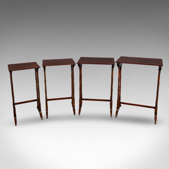 Antique Quartetto of Nesting Tables, English, Set of 4, Occasional, Edwardian For Sale - Image 6 of 12