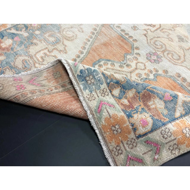 Vintage Boho Turkish Handmade Faded Orange Rug For Sale - Image 10 of 11