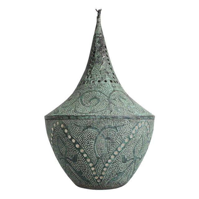 Copper Verdigris Dot Boho Pendant Light Medium For Sale
