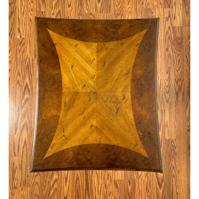 Heritage Hollywood Regency Wood Inlay Low Side Table in Taupe, Gold & Brown For Sale In Houston - Image 6 of 12