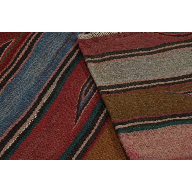 Textile Vintage Heriz Persian Square Kilim With Colorful Geometric Stripes - Rug & Kilim For Sale - Image 7 of 7