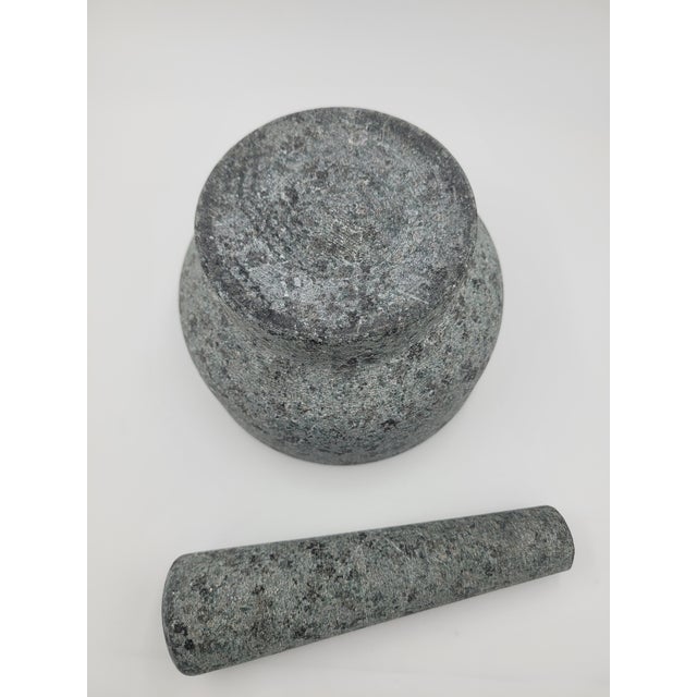 Late 20th Century Late 20th Century Granite Mortar and Pestle-2-Piece Set For Sale - Image 5 of 12