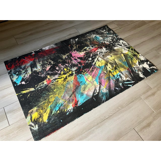 Abstract Rare Rupert Jasen Smith Large Original Screenprint With Diamond Dust, Signed, #7/25, 1981 For Sale - Image 3 of 14