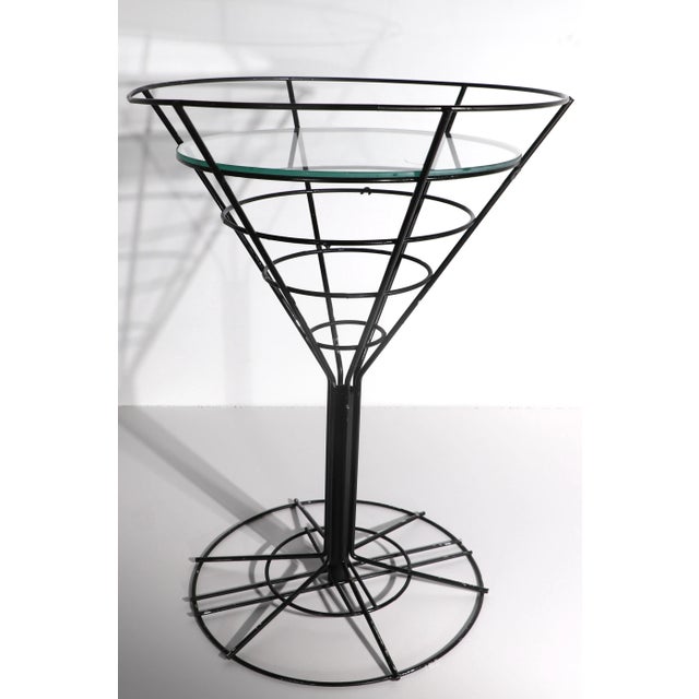 Metal Mid Century Wrought Iron Martini Glass Table For Sale - Image 7 of 8