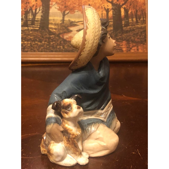 Ceramic 1980s Spanish Lladro "Fernando" Boy With Dog Porcelain Figurine - Gres Finish For Sale - Image 7 of 7