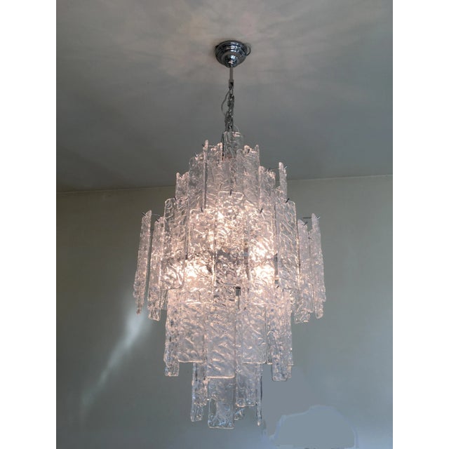 Murano Italian Sputnik Murano Glass "Hammer Listelli" Chandelier For Sale - Image 4 of 13