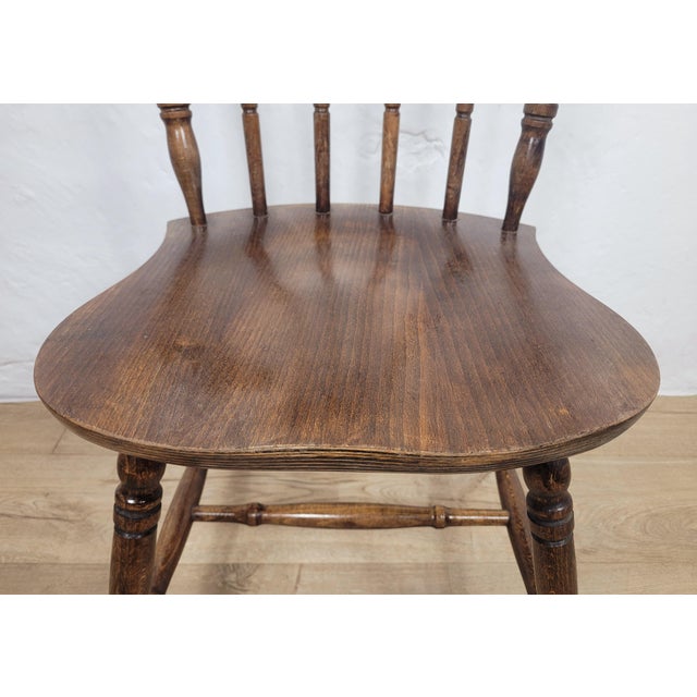 Brown Vintage English Elm Spindle Back Kitchen Chair, 1970 For Sale - Image 8 of 15