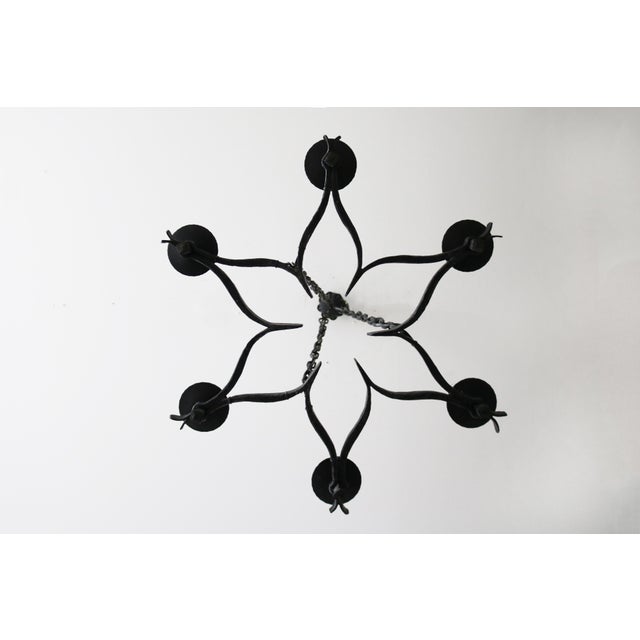 Metal Large Brutalist Handcrafted Wrought Iron Chandelier, 1960s For Sale - Image 7 of 12