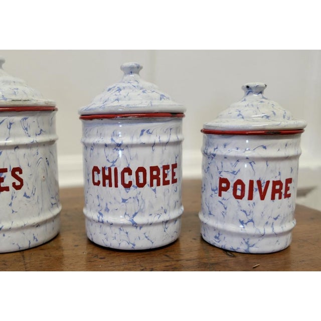 Blue French Enamel Food Canisters, 1890s, Set of 12 For Sale - Image 8 of 9