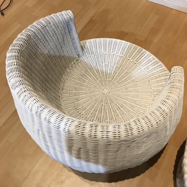 1960s Rattan Swivel Tulip Chairs - A Pair For Sale - Image 6 of 7