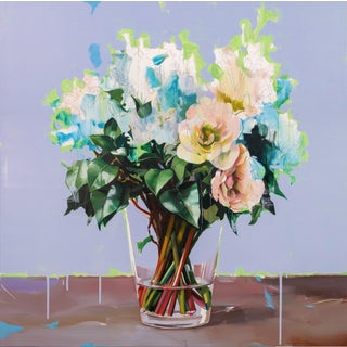 Vanguard 18 by Alpay Efe | Oil on canvas Painting of flowers in a glass vase For Sale