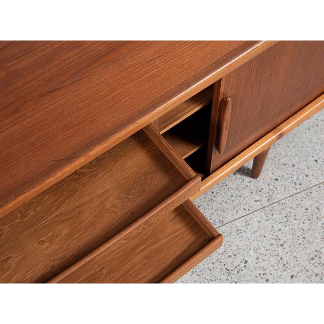 Wood Midcentury Danish Sideboard in Teak attributed to Johannes Andersen for Silkeborg - with Rolling Doors For Sale - Image 7 of 10