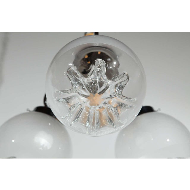 1970's Wood, Chrome & Glass Italian Fixture - 2 For Sale - Image 4 of 10