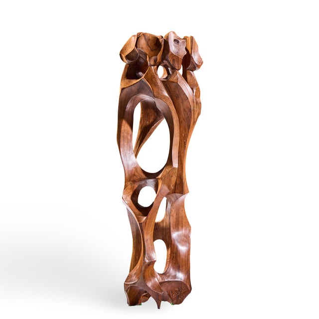 Mid 20th Century Luis Potosi Ecuadorian Modernist Abstract Carved Wood Sculpture For Sale - Image 5 of 10