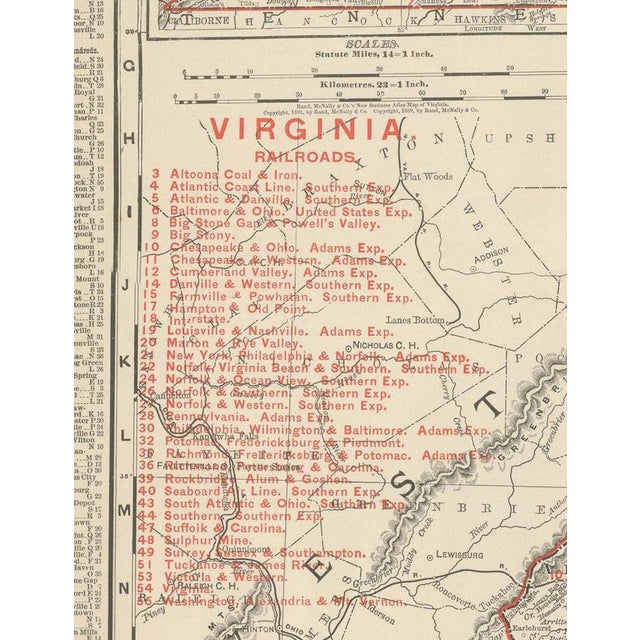19th Century Antique Map of Virginia The Dominion by Ran McNally, 1899 For Sale - Image 5 of 12