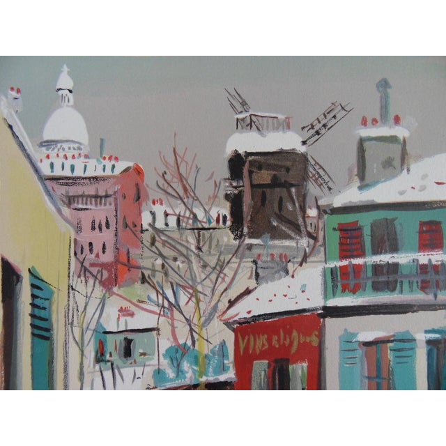 After Maurice Utrillo, Sacre Coeur Church and Moulin Under the Snow, Lithograph For Sale - Image 3 of 5