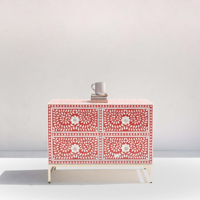 Not Yet Made - Made To Order The Arabesque Mother of Pearl Inlay Four-Drawer Chest by House of Jaipur For Sale - Image 5 of 5