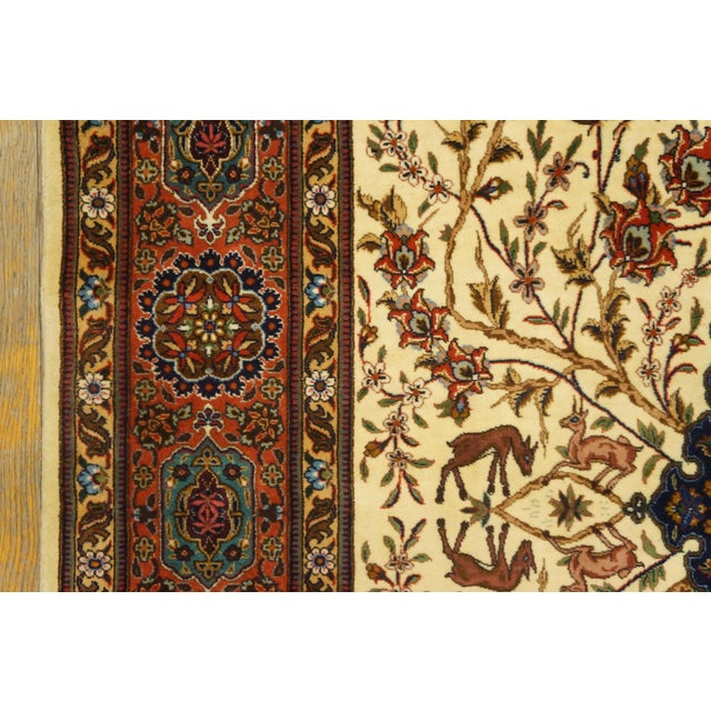 1940s Ivory Medallion Antique Persian Tabriz Rug 5'9" X 8'10" Knotted Pile Wool Carpet For Sale In New York - Image 6 of 7