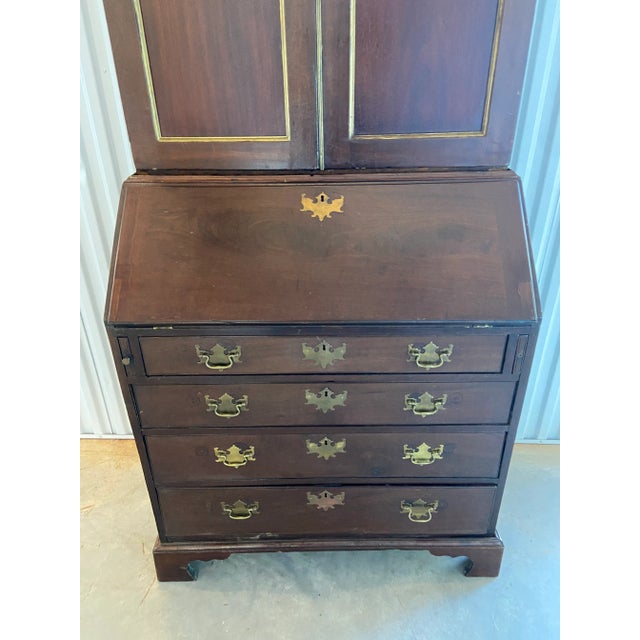 18th Century English Made in England Chippendale Mahogany Secretary Desk With Leather Top For Sale - Image 12 of 12