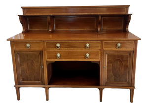 Large Antique Edwardian Mahogany Inlaid Sideboard, 1900s