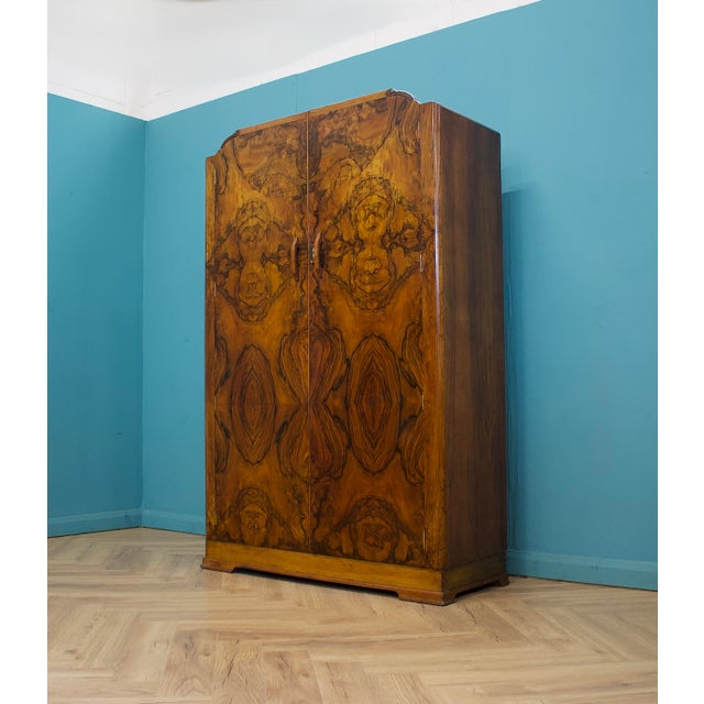 Vintage Art Deco Burr Walnut Wardrobe, 1930s For Sale - Image 3 of 9